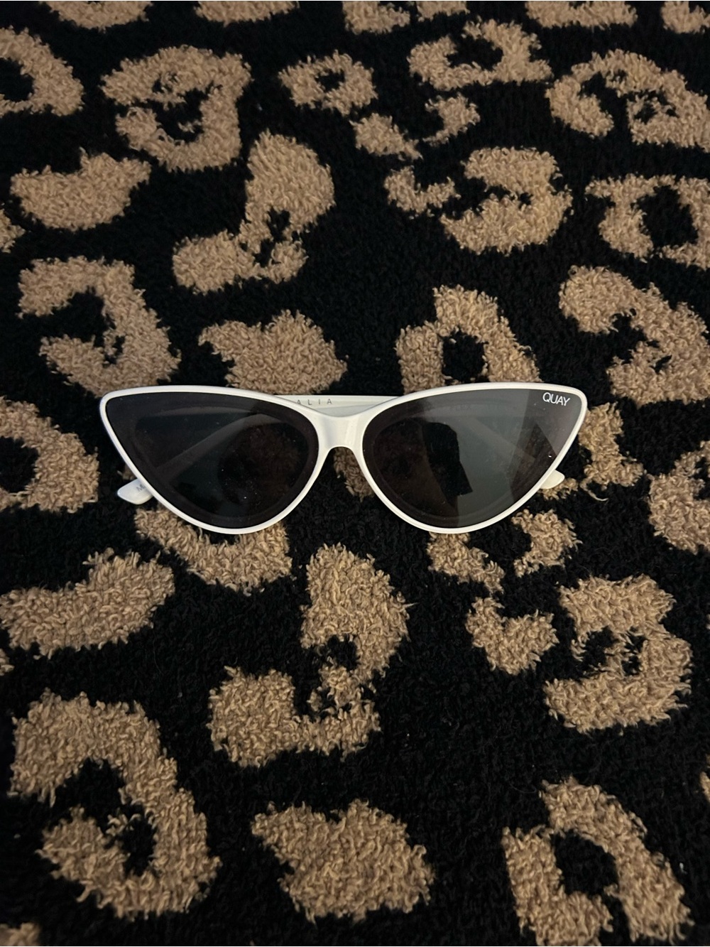 Quay Australia White Cat Eye Sunglasses with Dark Lenses